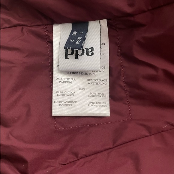 Add Down Quilted Puffer Vest Burgundy Size 2 - Picture 10 of 15